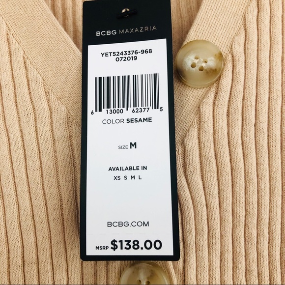 BCBGMaxazria Sesame Ribbed Knit V Neck Tank Top - Picture 6 of 6